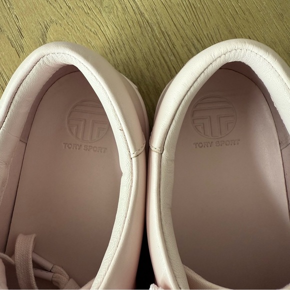 Tory Burch Tory Sport Cotton Pink Calf Leather Ruffle Sneaker - Picture 6 of 7